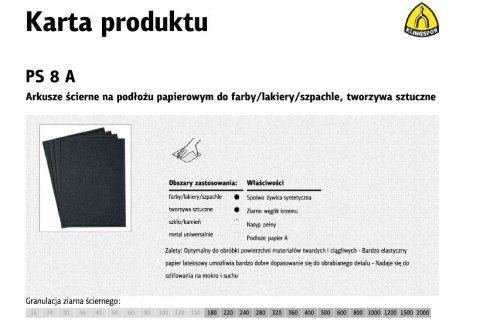 KLINGSPOR PAPIER ŚCIERNY WODNY P 800 PS8A/50szt