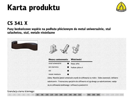 KLINGSPOR PASY BEZKOŃCOWE 50* 800 gr.120 CS341X /1szt.