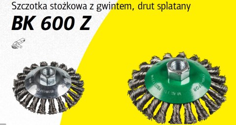 KLINGSPOR SZCZOTKA STOŻKOWA 115mm M14 BK600Z DRUT SKRĘCANY
