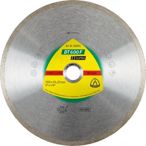 KLINGSPOR TARCZA DIAMENTOWA PEŁNA 125mm x 1,6mm x 22,2mm DT600F CERAMIKA.