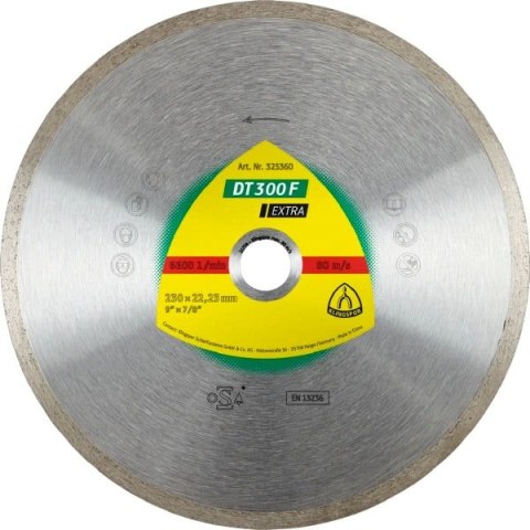 KLINGSPOR TARCZA DIAMENTOWA PEŁNA 230mm x1,9mm x 22,2mm DT300F DO CERAMIKI.