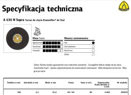 KLINGSPOR TARCZA DO METALU 350mm x 2,5mm x 25,4mm A630N Supra