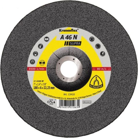 KLINGSPOR TARCZA DO SZLIFOWANIA METALU 125mm x 6,0mm x 22,2mm A46N Supra ALUM