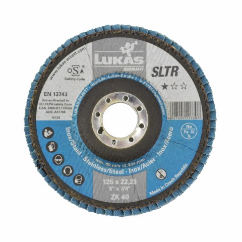 LUKAS ŚCIERNICA LISTKOWA 125mm P 40 SLTR INOX CYRKONOWA