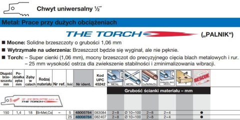 MILWAUKEE BRZESZCZOT 150/1,4mmTORCH BIM/25szt (CIENKI) (25) METAL .