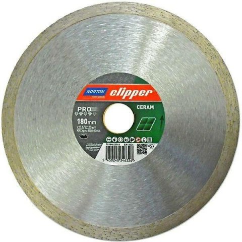 NORTON TARCZA DIAMENTOWA PEŁNA 180mm CLIPPER PRO CERAM