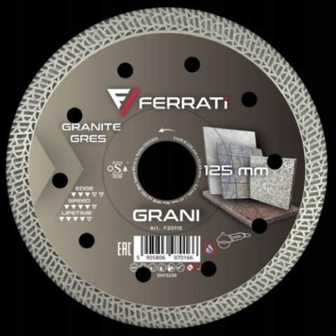 FERRATI TARCZA DIAMENTOWA TNĄCA GRANI Ø 125MM x 22,23 MM