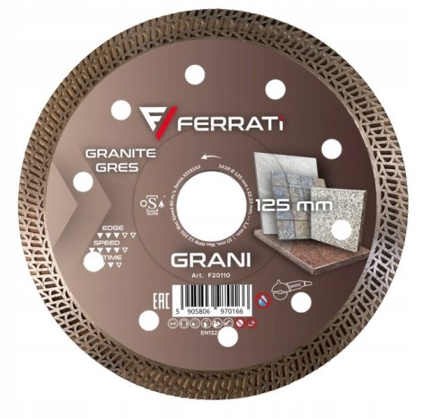 FERRATI TARCZA DIAMENTOWA TNĄCA GRANI Ø 125MM x 22,23 MM