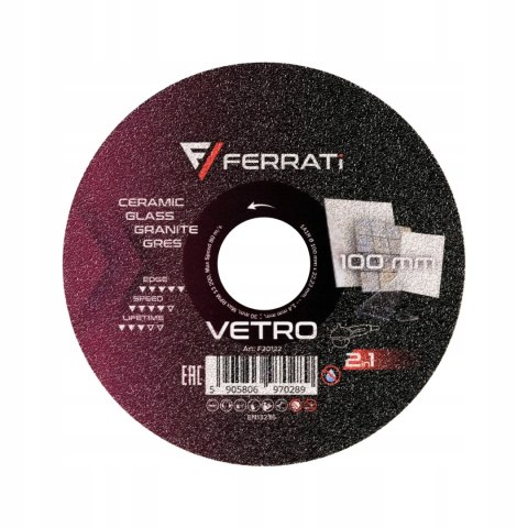 FERRATI TARCZA TNĄCA I SZLIFUJĄCA Z NASYPEM 2IN1 Ø100mmx22,23mm VETRO