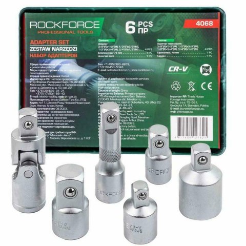 ROCKFORCE ADAPTERY 1/2 3/8 3/4" kpl. 6el.