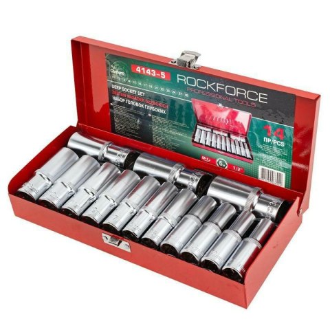 ROCKFORCE NASADKI DŁUGIE 6-KĄT. 14szt.1/2" 11-30mm