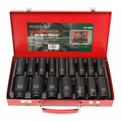 ROCKFORCE NASADKI UDAR.DŁUG. 6-K 16szt. 1/2" 10-36mm /WALIZKA