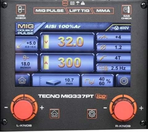 SPAWARKA MIGOMAT 300A 60% TECNOMIG 337 LCD PULSE SYNERGIC + WÓZEK IDEAL