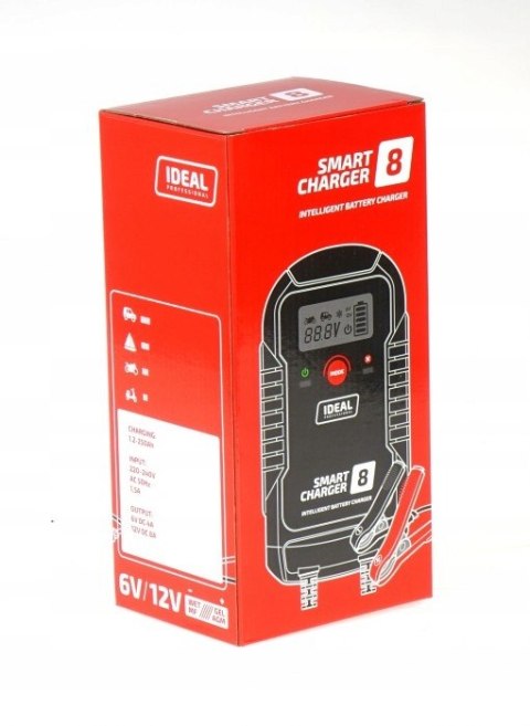 Prostownik automatyczny SMART CHARGER 8 LCD 6V i 12V IDEAL 8A