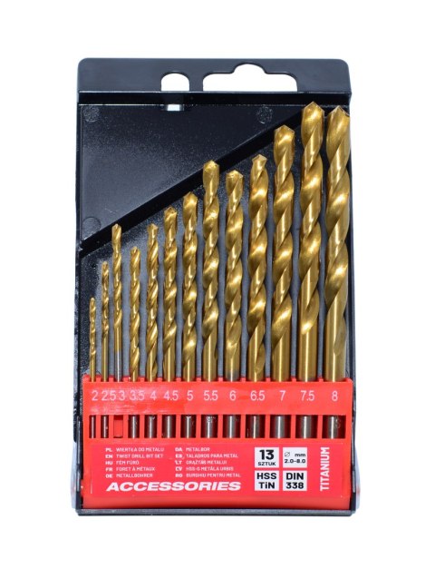 AWTOOLS WIERTŁO METAL TYTAN KPL. 13szt./2-8,0mm/