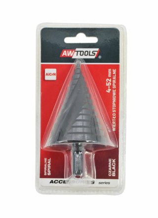 AWTOOLS WIERTŁO STOPNIOWE SPIRALNE/ 4-52mm/ AICrN/ CZARNE