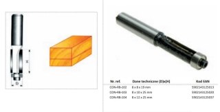 CONDOR FREZ DO DREWNA 8x12x25mm 104 PROSTY, Z ŁOŻYSKIEM.