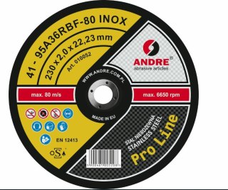 ANDRE TARCZA DO METALU 230 x 2,0mm INOX PRO LINE 95A36RBF