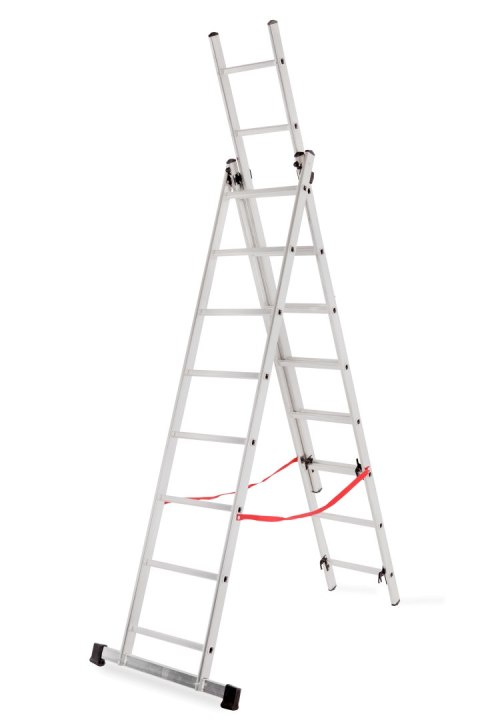 AWTOOLS DRABINA ALUMINIOWA BASIC 3x8 STOPNI 150kg