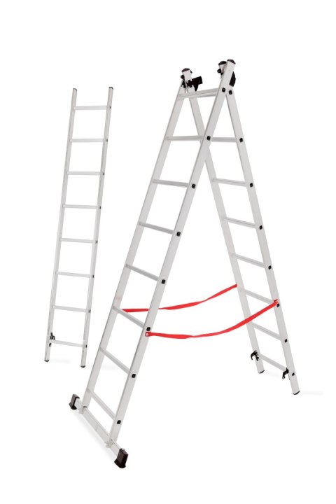 AWTOOLS DRABINA ALUMINIOWA BASIC 3x8 STOPNI 150kg