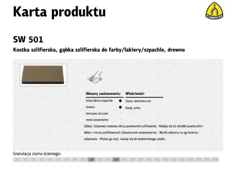 KLINGSPOR GĄBKA SZLIF.123x96x12,5mm P120 SW501