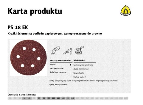 KLINGSPOR KRĄŻEK 150 PS18EK gr. 60 OTW.GLS3/50sz BOSCH,DEWALT,MILWAUKEE,HITACHI