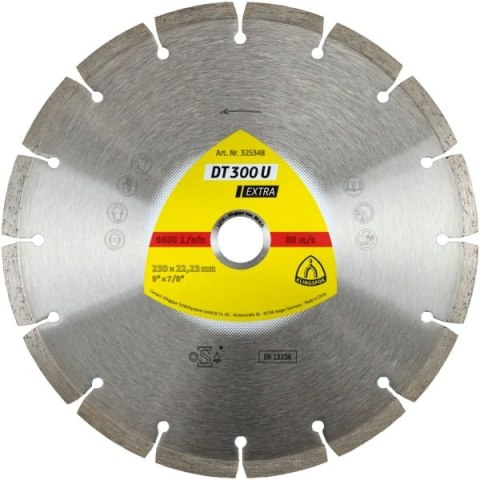 KLINGSPOR TARCZA DIAMENTOWA SEGMENTOWA 230mm x 2,3mm x 22,2mm DT300U BETON.