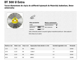 KLINGSPOR TARCZA DIAMENTOWA SEGMENTOWA 230mm x 2,3mm x 22,2mm DT300U BETON.