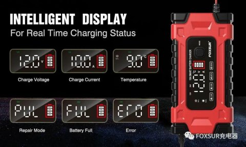EM PROSTOWNIK FOXSUR 12V&24V 10A LCD