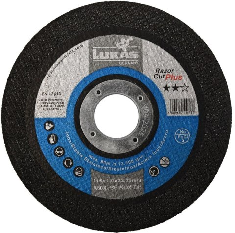 LUKAS TARCZA DO METALU 125mm x 1,0mm RAZOR CUT PLUS INOX A60X-BF**