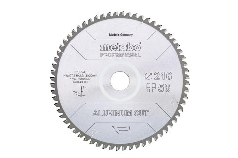 METABO PIŁA TARCZOWA FZ/TZ 216x30x58z ALUMINIUM CUT PROFESSIONAL