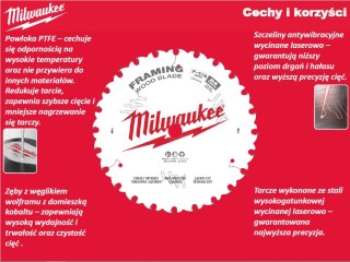 MILWAUKEE PIŁA TARCZOWA 190x30x2,1x48z DREWNO - CZYSTE CIĘCIE CSB P W