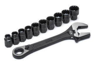 SATA KLUCZ NASTAWNY 8" Z GRZECHOTKĄ + 10NASADEK METR./CAL