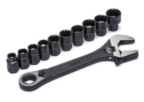SATA KLUCZ NASTAWNY 8" Z GRZECHOTKĄ + 10NASADEK METR./CAL