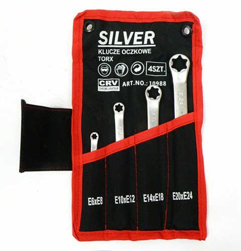 SILVER ZESTAW KLUCZY OCZKOWYCH TORX 4szt.