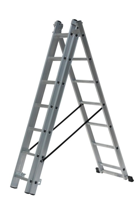 AWTOOLS DRABINA ALUMINIOWA 3x9 STOPNI 150KG ADAPATACJA NA SCHODY