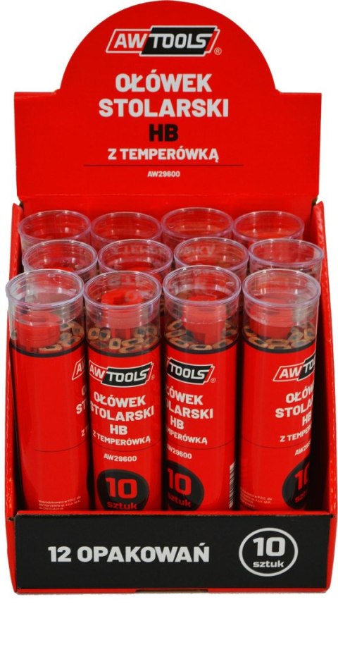 AWTOOLS OŁÓWEK STOLARSKI HB CZERWONY DO DREWNA 10 SZTUK AWTOOLS OŁÓWEK STOLARSKI HB CZERWONY DO DREWNA 10 SZTUK