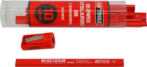AWTOOLS OŁÓWEK STOLARSKI HB CZERWONY DO DREWNA 10 SZTUK AWTOOLS OŁÓWEK STOLARSKI HB CZERWONY DO DREWNA 10 SZTUK