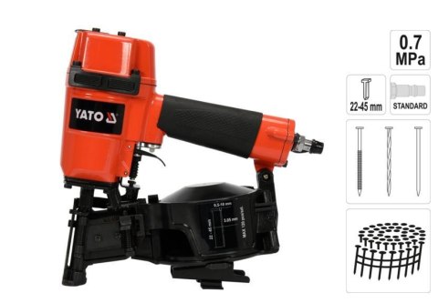 YATO GWOŹDZIARKA PNEUMATYCZNA BĘBNOWA 22-45mm YATO GWOŹDZIARKA PNEUMATYCZNA BĘBNOWA 22-45mm