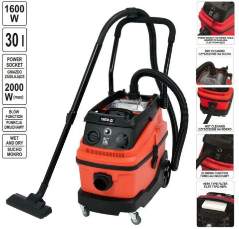 YATO ODKURZACZ WARSZTATOWY 1600W / 30L YATO ODKURZACZ WARSZTATOWY 1600W / 30L