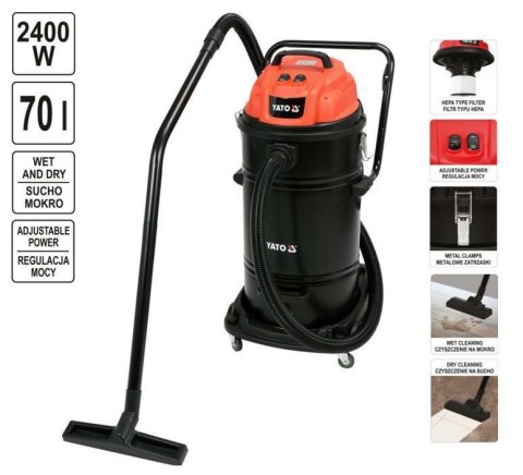 YATO ODKURZACZ WARSZTATOWY 2400W / 70L YATO ODKURZACZ WARSZTATOWY 2400W / 70L