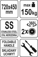 YATO WÓZEK PLATFORMOWY SKŁADANY INOX