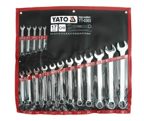 YATO KLUCZ PŁASKO-OCZKOWY SATYNA KPL.17szt./8-32mm/