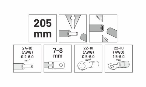 AWTOOLS WIELOFUNKCYJNE SZCZYPCE DO ŚCIĄGANIA IZOLACJI 205mm