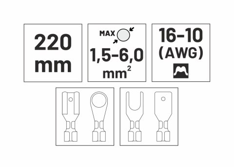 AWTOOLS SZCZYPCE DO ZACISKANIA KOŃCÓWEK NIEIZOLOWANYCH 220mm 1,5-6,0mm²