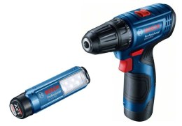 BOSCH WKRĘTARKA 12V GSR 120-LI 2x2,0Ah 30/14Nm +LAMPA GLI 12V-300 WALIZKA