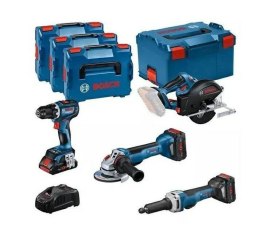 BOSCH ZESTAW COMBO 18V (GSR 18V-90C, GWS 18V-15 PSC, GKM 18V-50, GGS 18V-23 PLC) 1xPC4,0Ah 2xPC5,5Ah ...