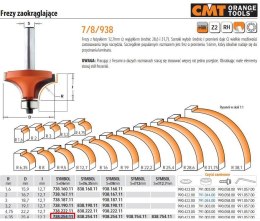 CMT FREZ HM R= 6,35 D=25,4 I=12,7 S=6... ZAOKRĄGLAJĄCY Z ŁOŻYSKIEM