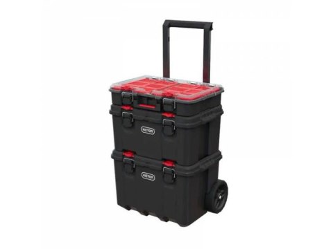KETER ZESTAW 3 SKRZYNEK 150L STACK`N`ROLL /CZARNY/ CZERWONY