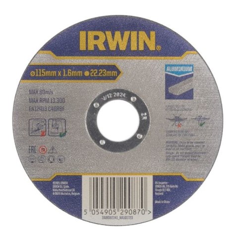 IRWIN TARCZA DO ALUMINIUM PŁASKA 115mmx 1,6mm x 22,23mm...